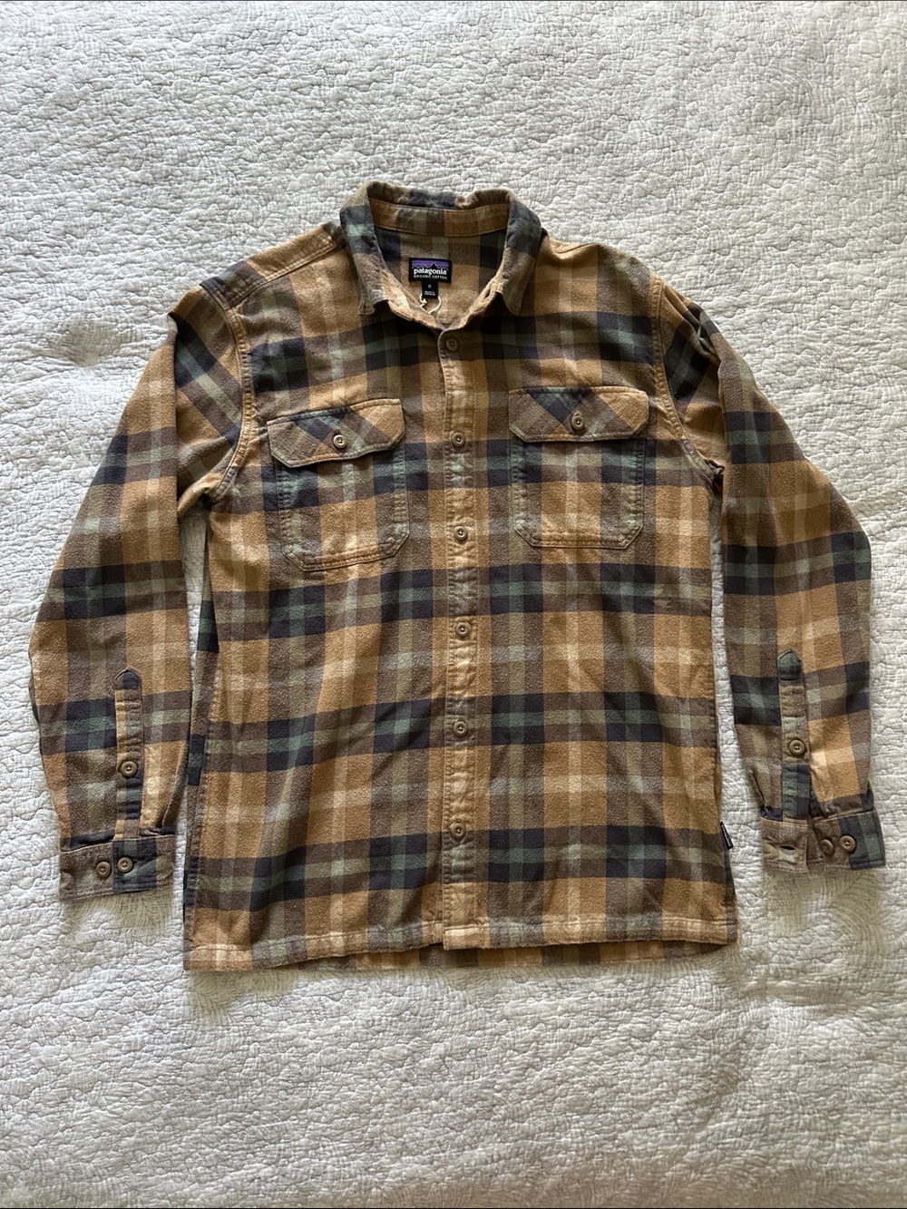 Patagonia Brown Green Black Plaid Flannel Shirt Jacket
